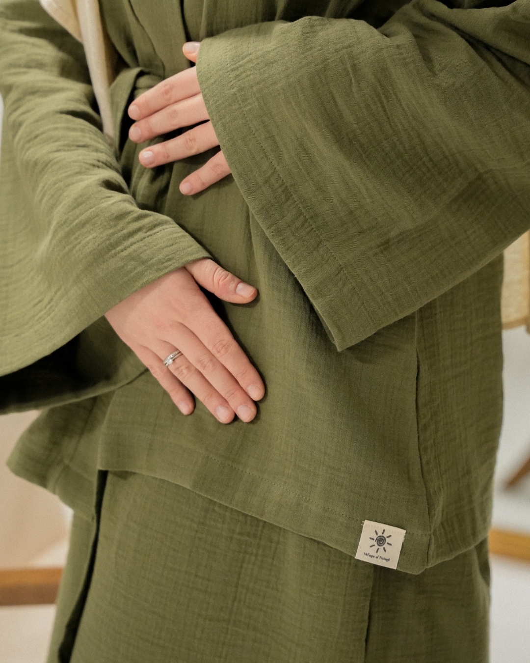 Muslin two-piece set "Juniper" made from organic cotton (Dusty Olive)