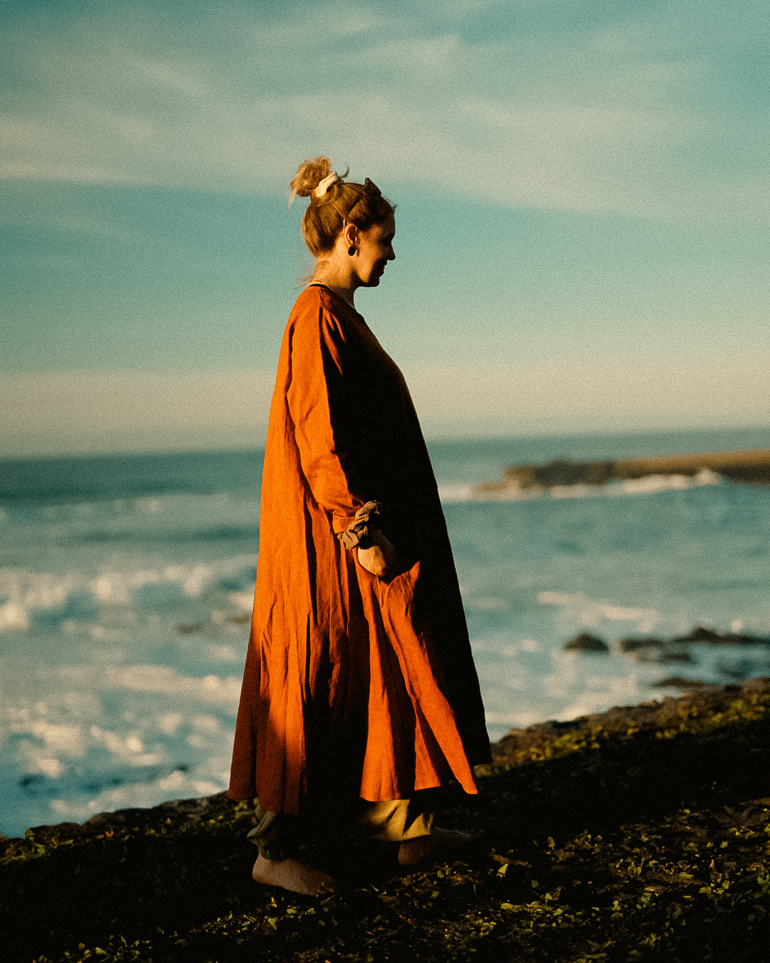 Linen & cotton tunic dress "Amba" (Sunset)