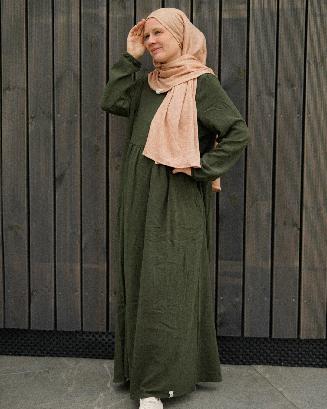Cotton Abaya "Maya" made of cotton (Dark Green)
