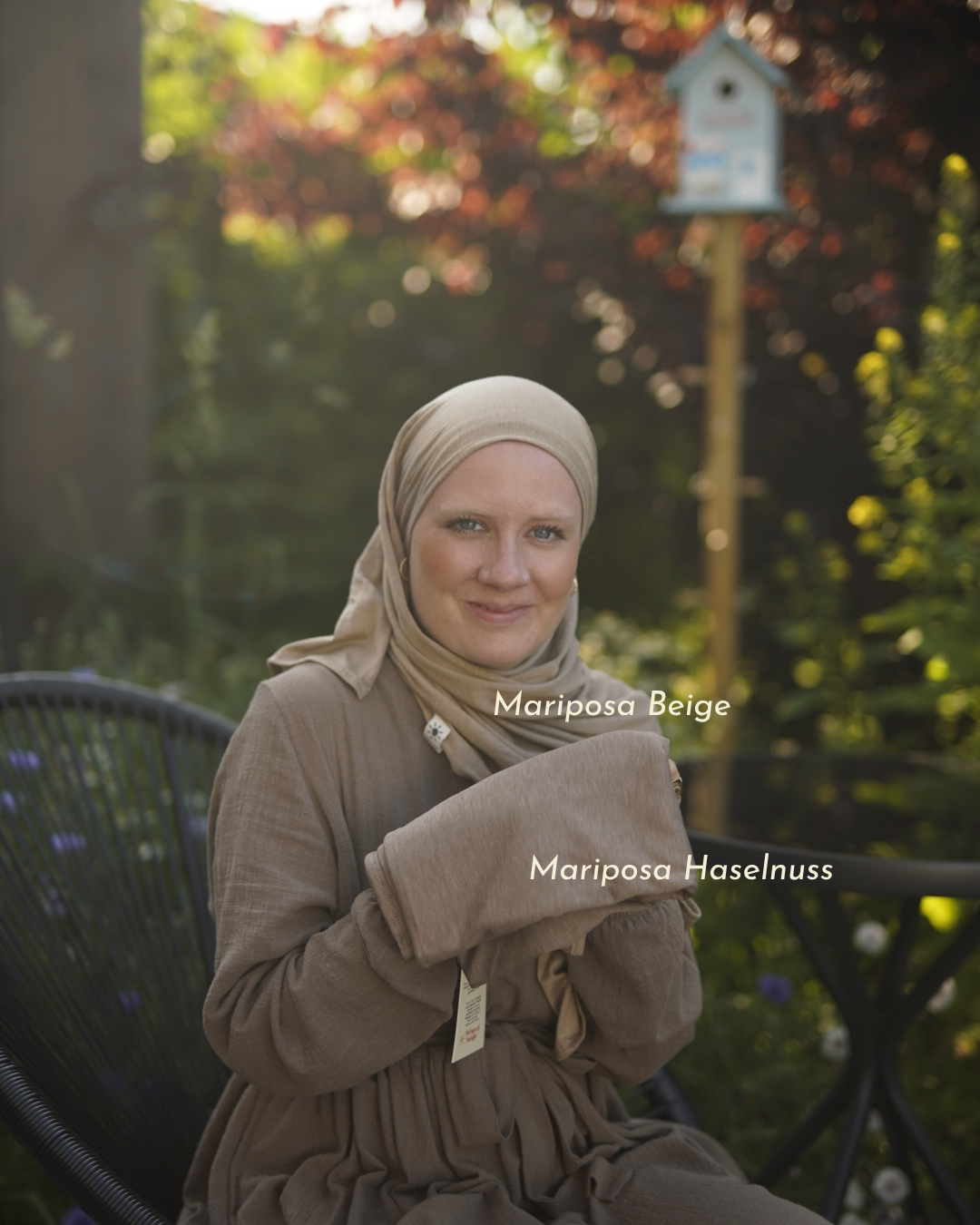 Premium jersey hijab "Mariposa" made of silk and organic cotton (hazelnut)