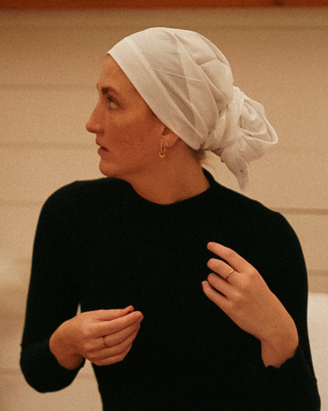 "Bonny" underscarf / bonnet - 100% organic cotton - beige