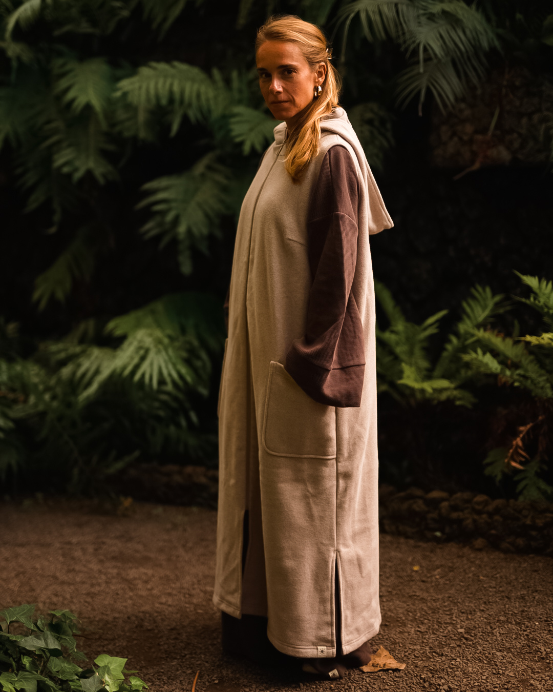 "Coseline" long fleece vest made from organic cotton