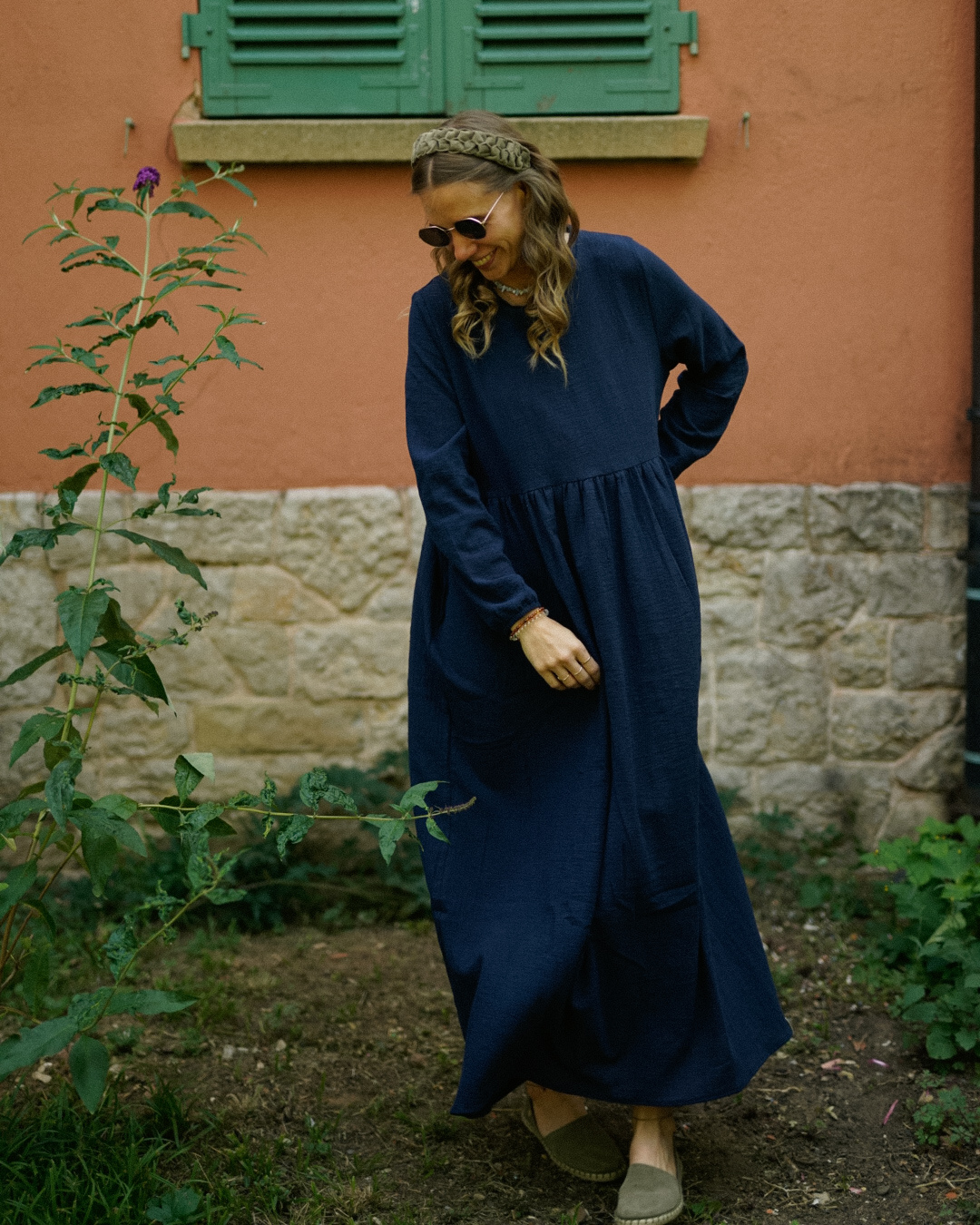 Cotton Abaya "Maya" made of cotton (Navy)