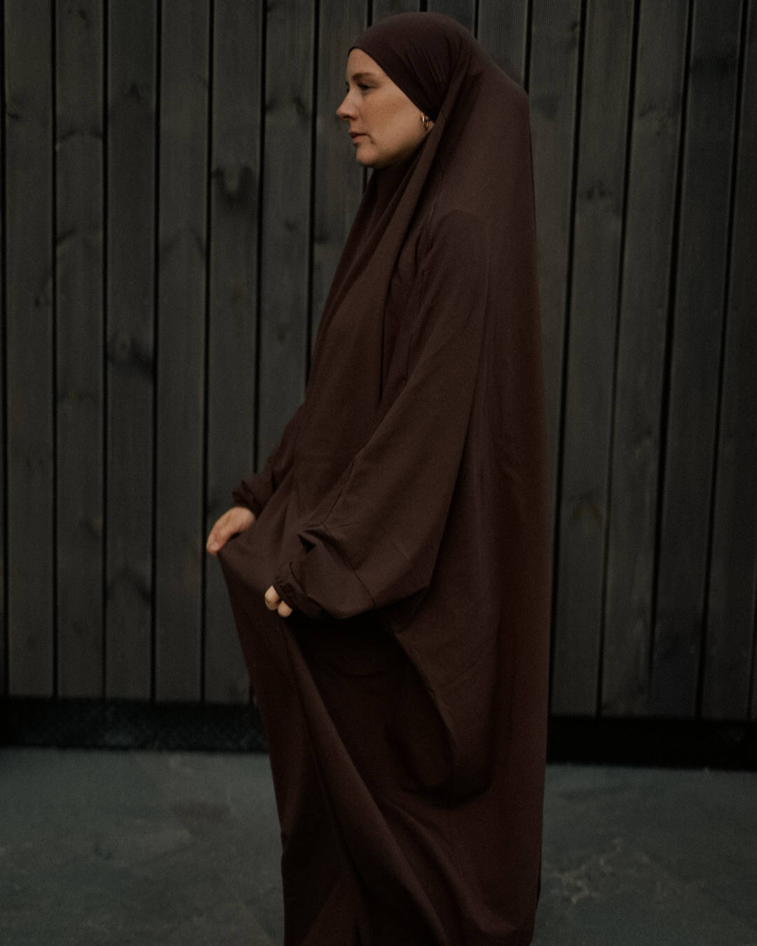 Prayer dress / Jilbab made from organic cotton (Chocolate)