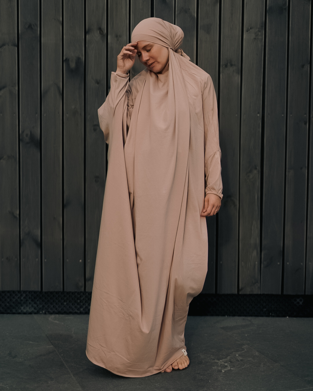 Prayer dress / Jilbab made from organic cotton (Light Taupe)
