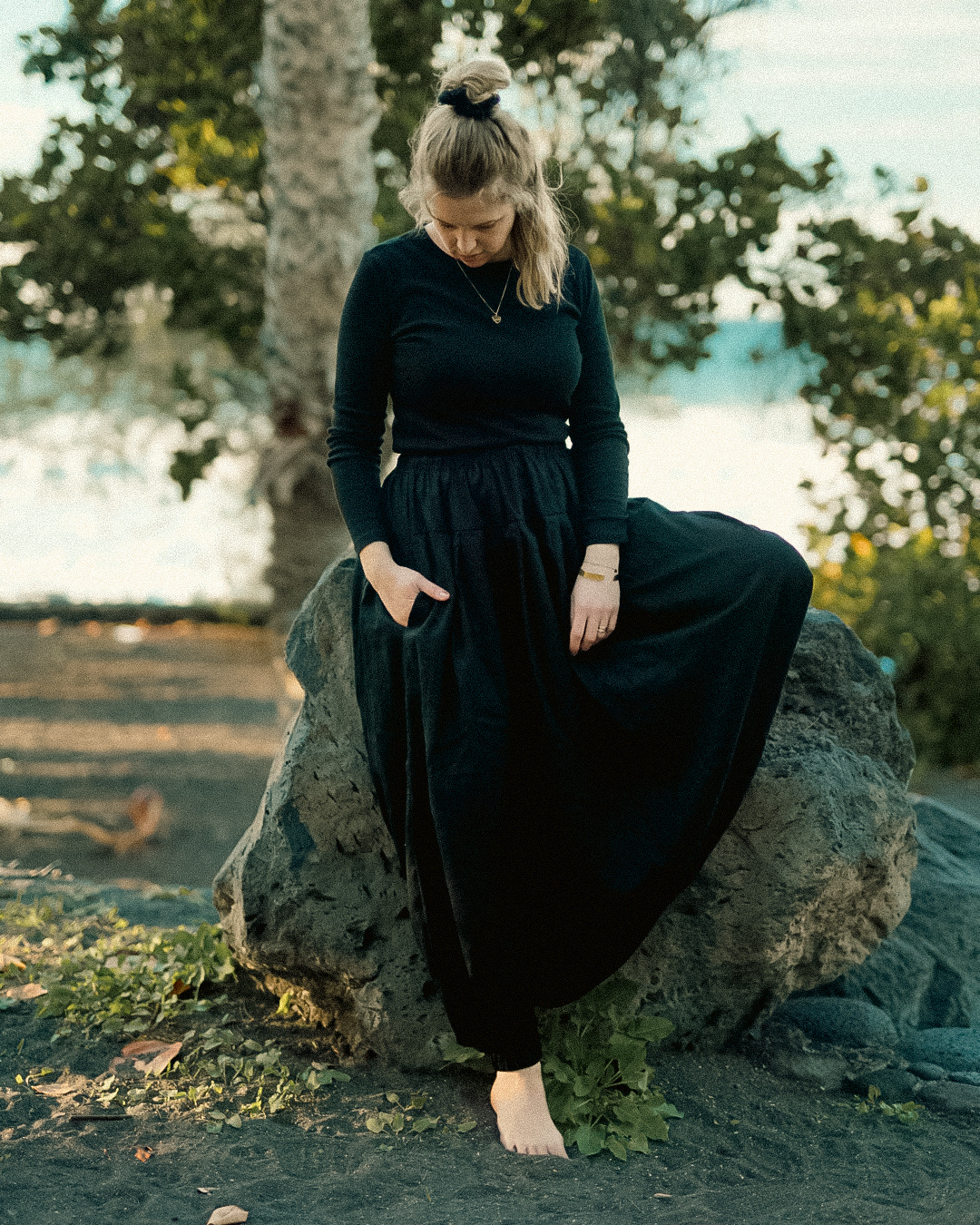 Linen & cotton harem pants "Tiri" (Volcanic Sand)