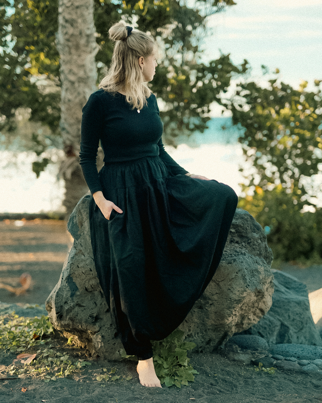 Linen & cotton harem pants "Tiri" (Volcanic Sand)