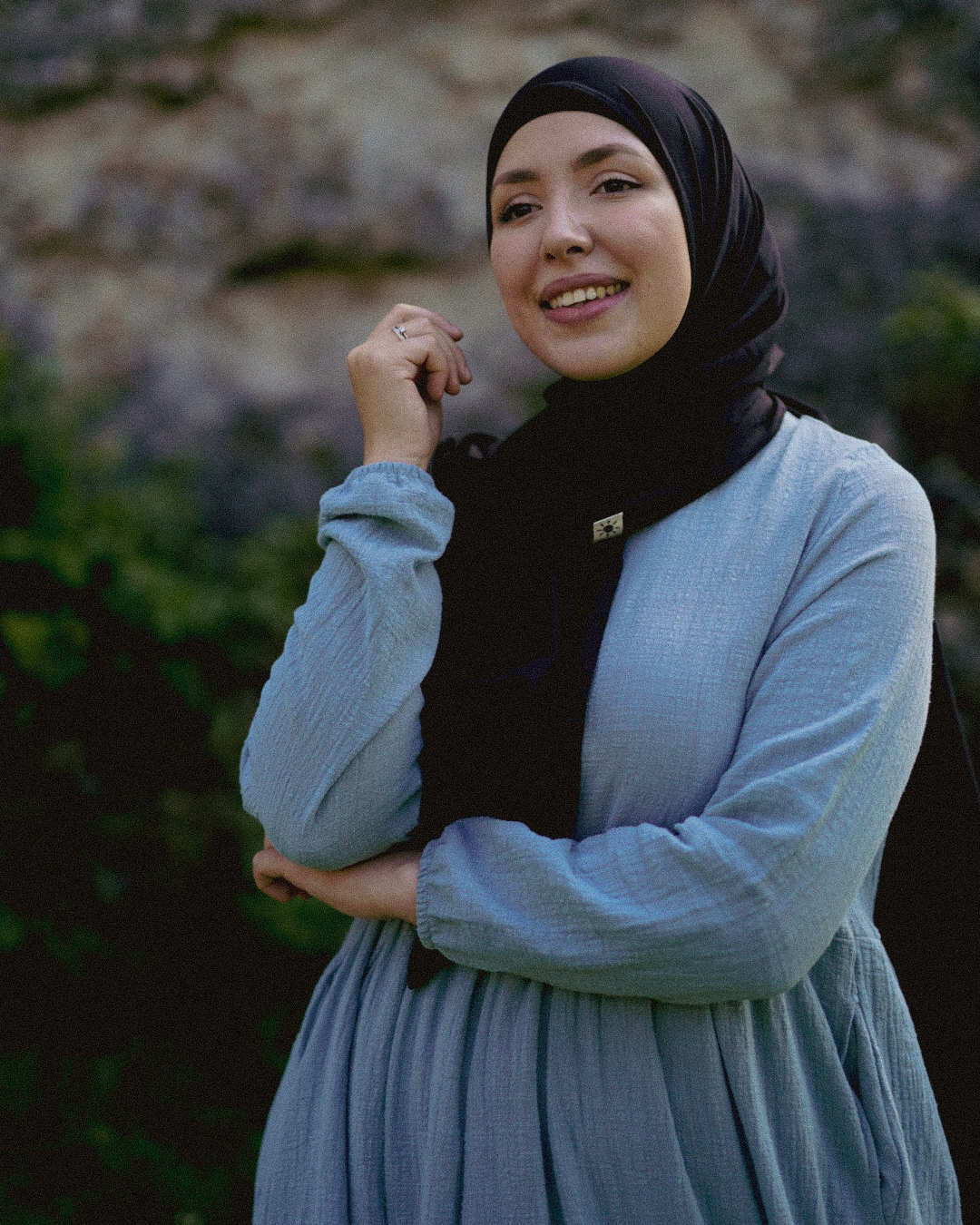 Lightweight jersey hijab "Hava" made from 100% organic cotton (Black Night)