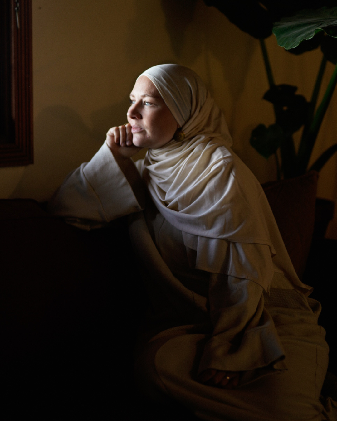 Lightweight jersey hijab "Hava" made from 100% organic cotton (marzipan)