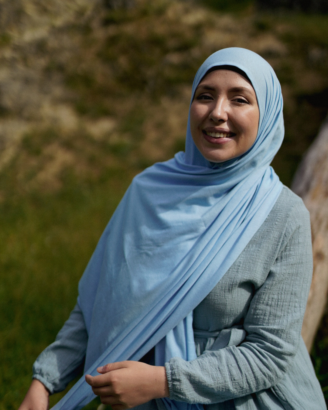 Lightweight jersey hijab "Hava" made from 100% organic cotton (Morning Sky)