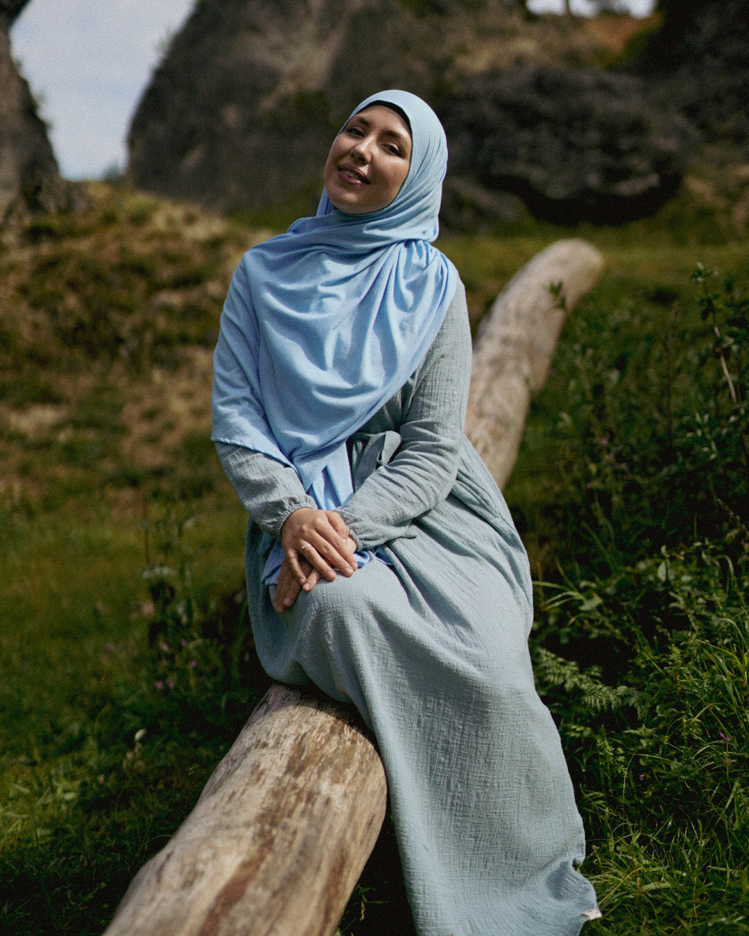 Lightweight jersey hijab "Hava" made from 100% organic cotton (Morning Sky)
