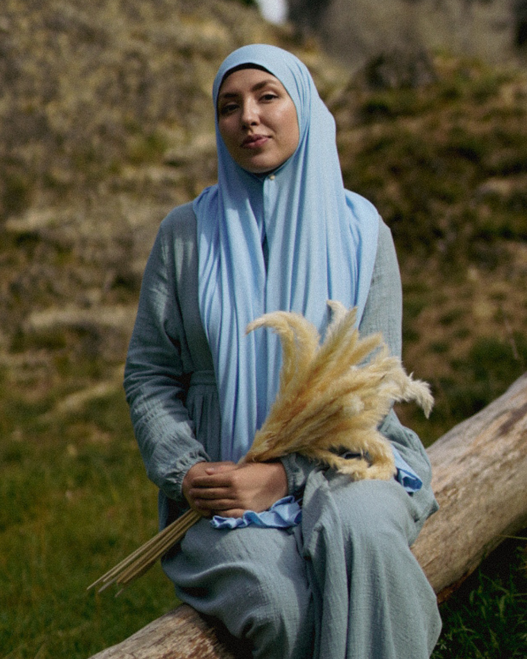 Lightweight jersey hijab "Hava" made from 100% organic cotton (Morning Sky)