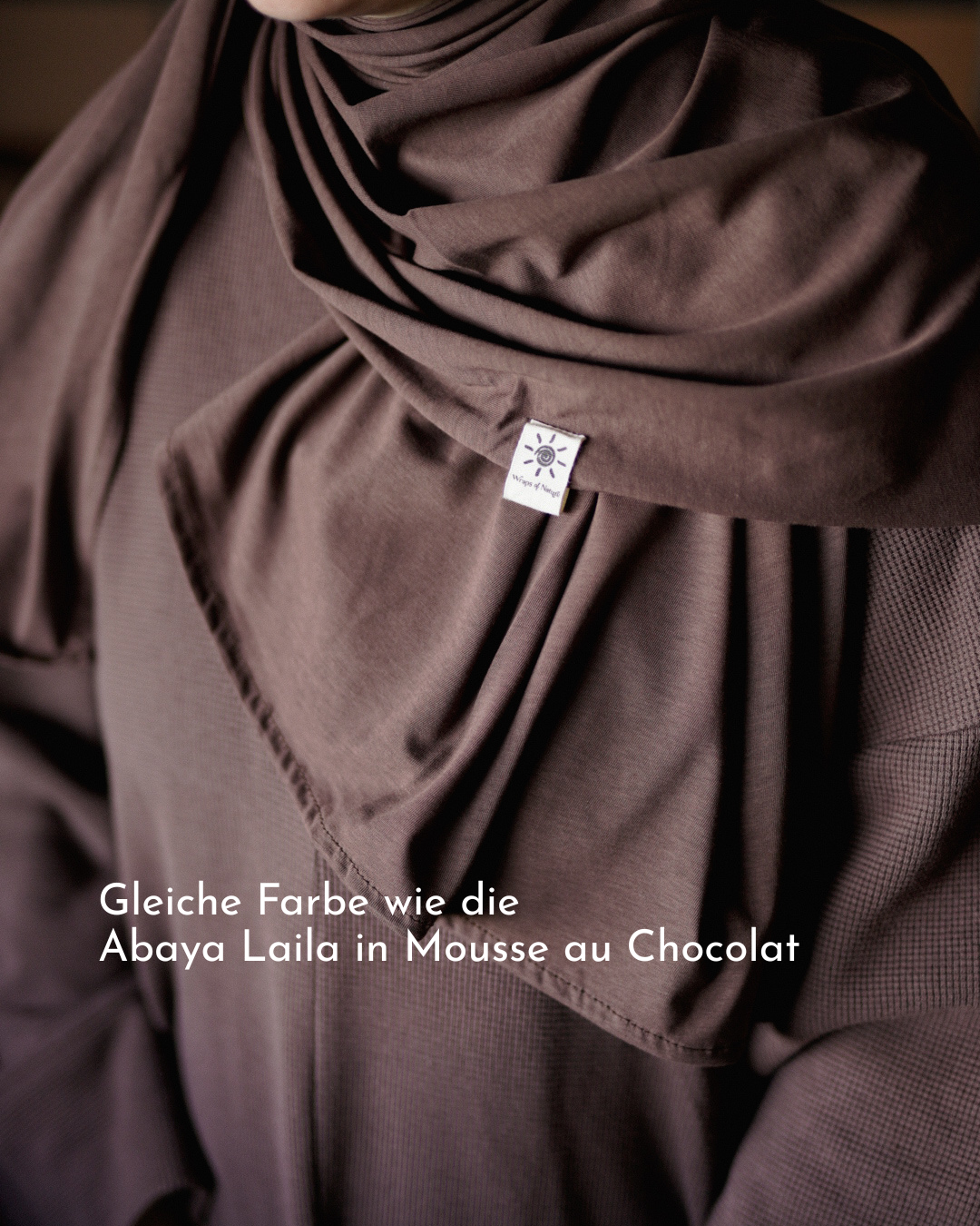 Lightweight jersey hijab "Hava" made from 100% organic cotton (Mousse au Chocolat)