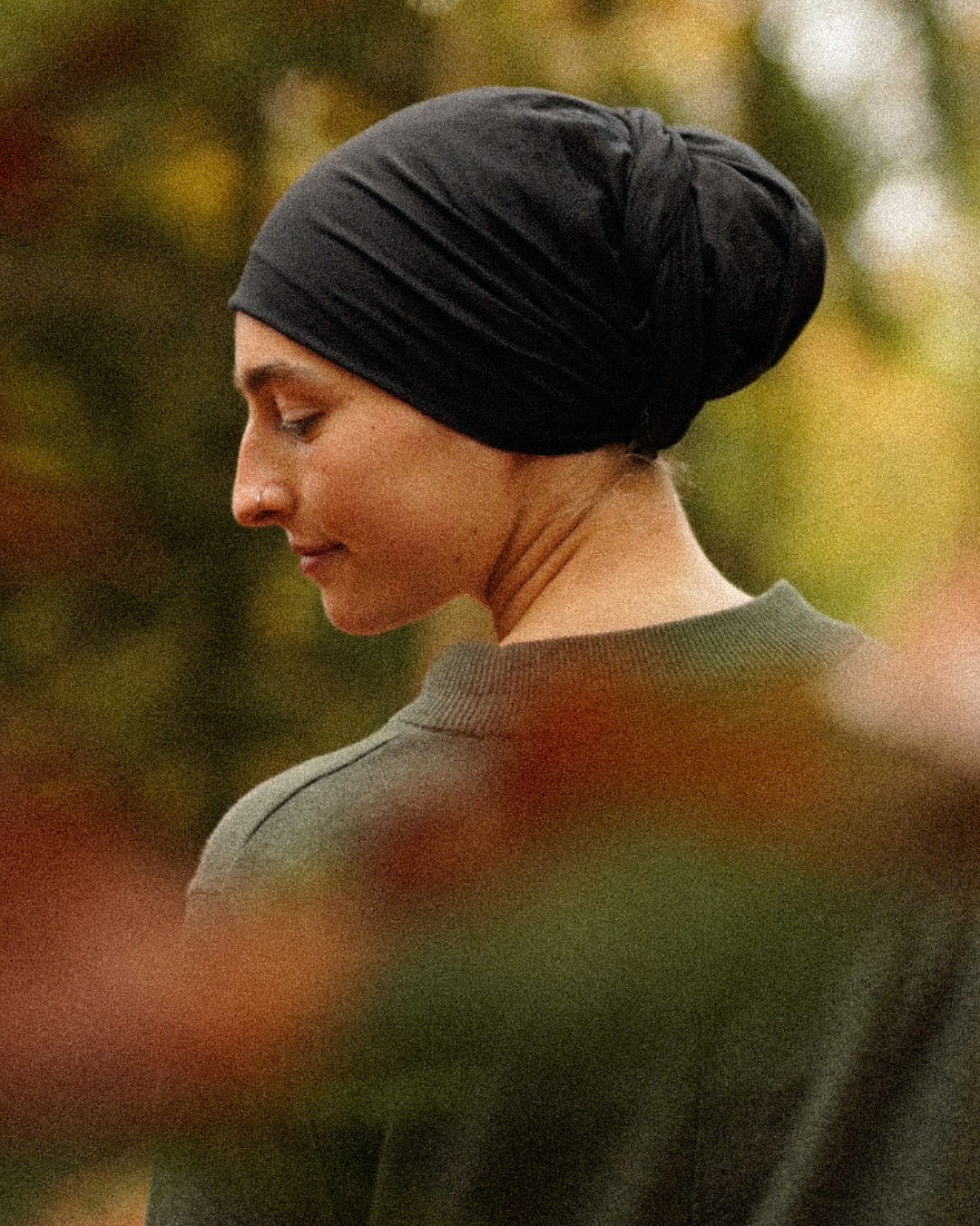 "Bonny" underscarf / bonnet - 100% organic cotton - black