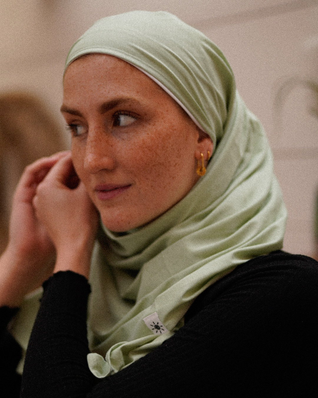 Lightweight jersey hijab "Hava" made from 100% organic cotton - Iced Green