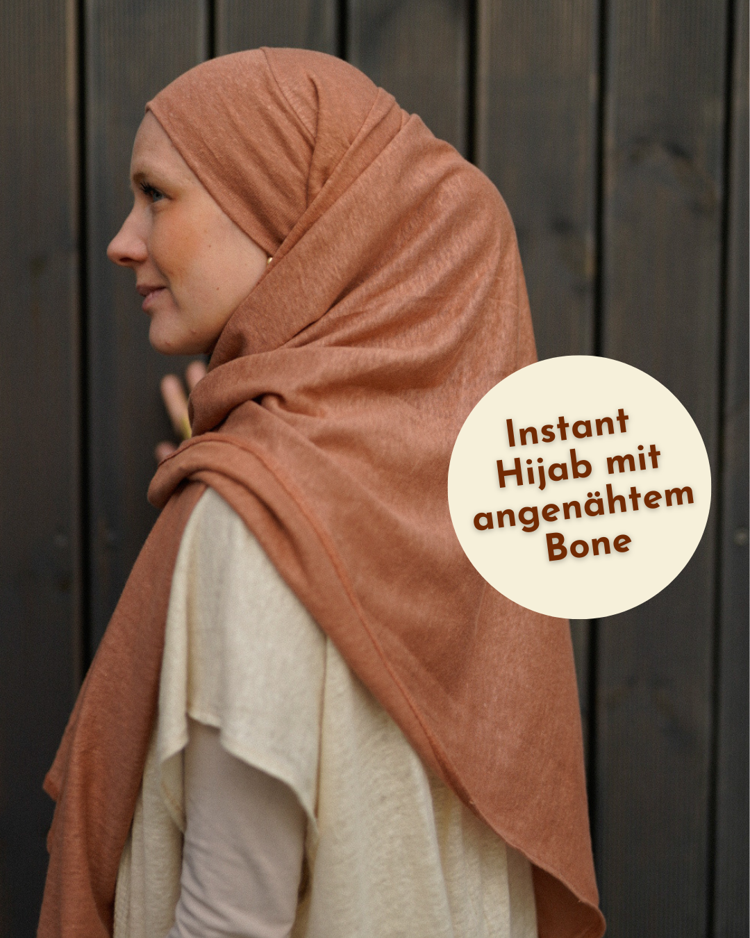 Instant Hijab "Leena" - 100% Linen - Lava Mocha