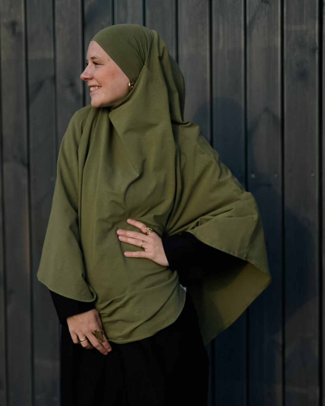 Khimar jersey made from organic cotton Olive