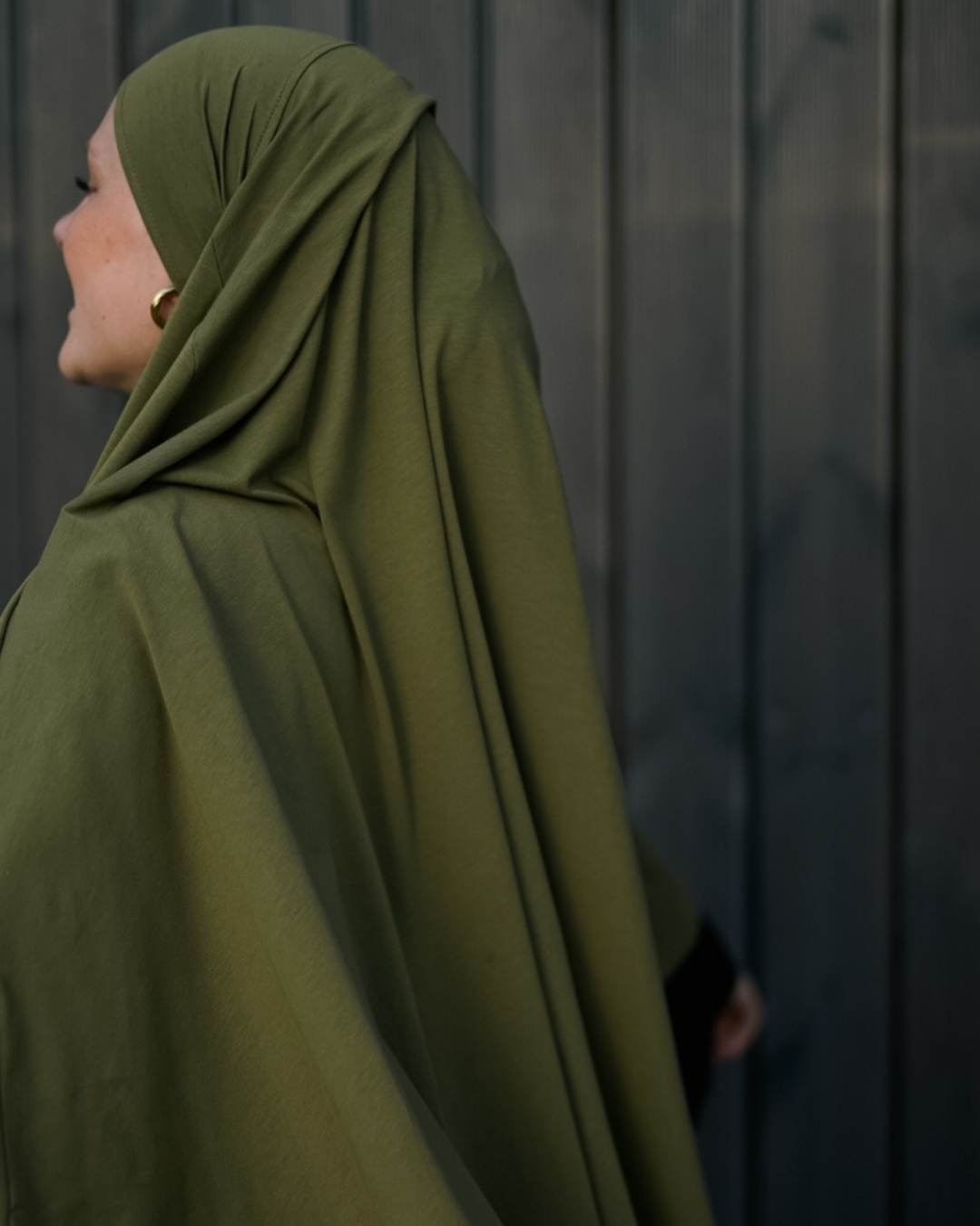 Khimar jersey made from organic cotton Olive