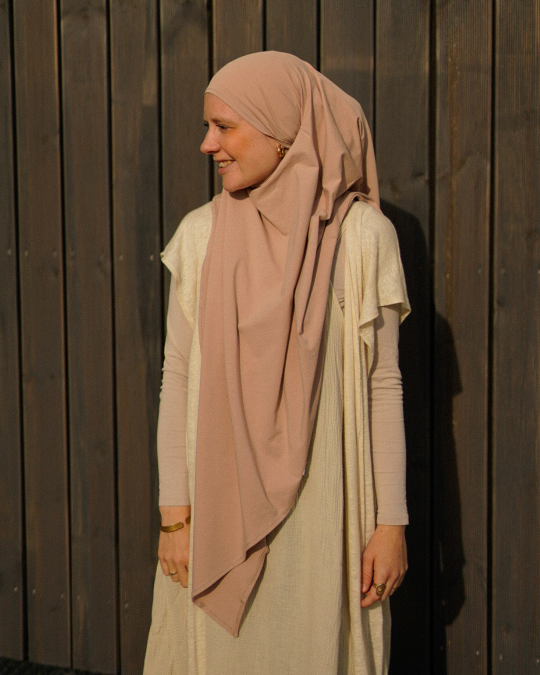 Khimar jersey made from organic cotton Light Taupe