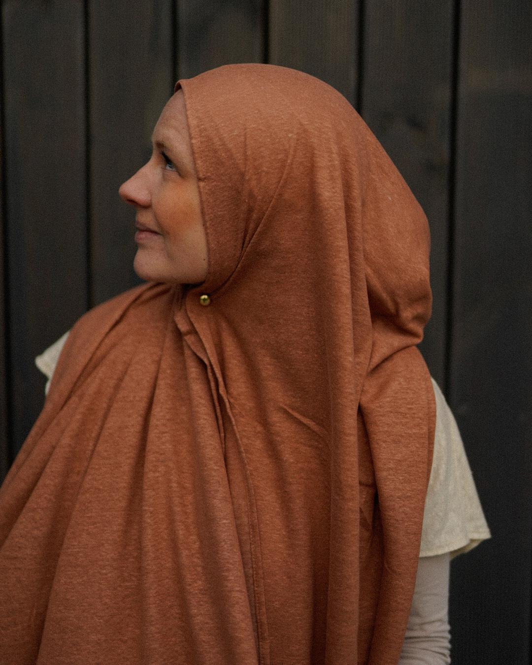 Jersey Hijab "Leena" - 100% Linen - Lava Mocha