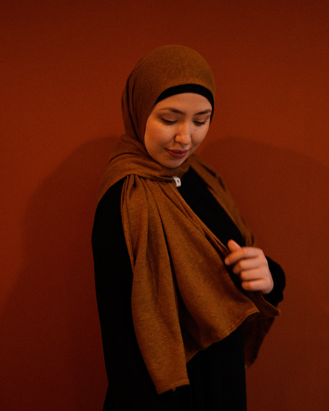 Jersey Hijab "Leena" - 100% Linen - Teak