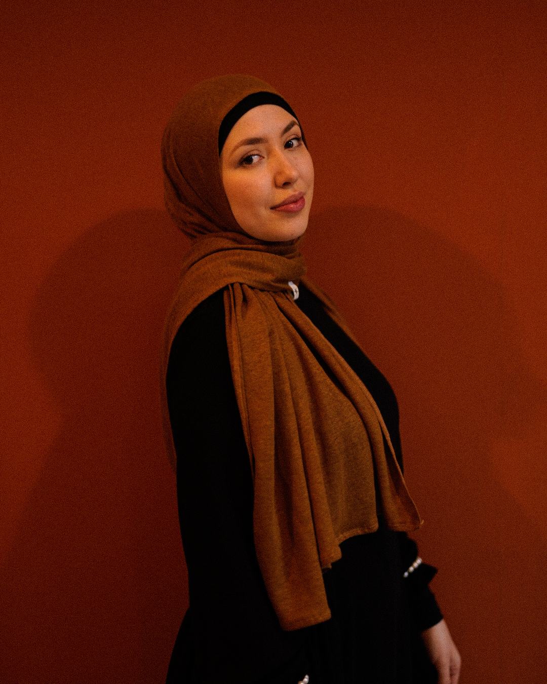 Jersey Hijab "Leena" - 100% Linen - Teak
