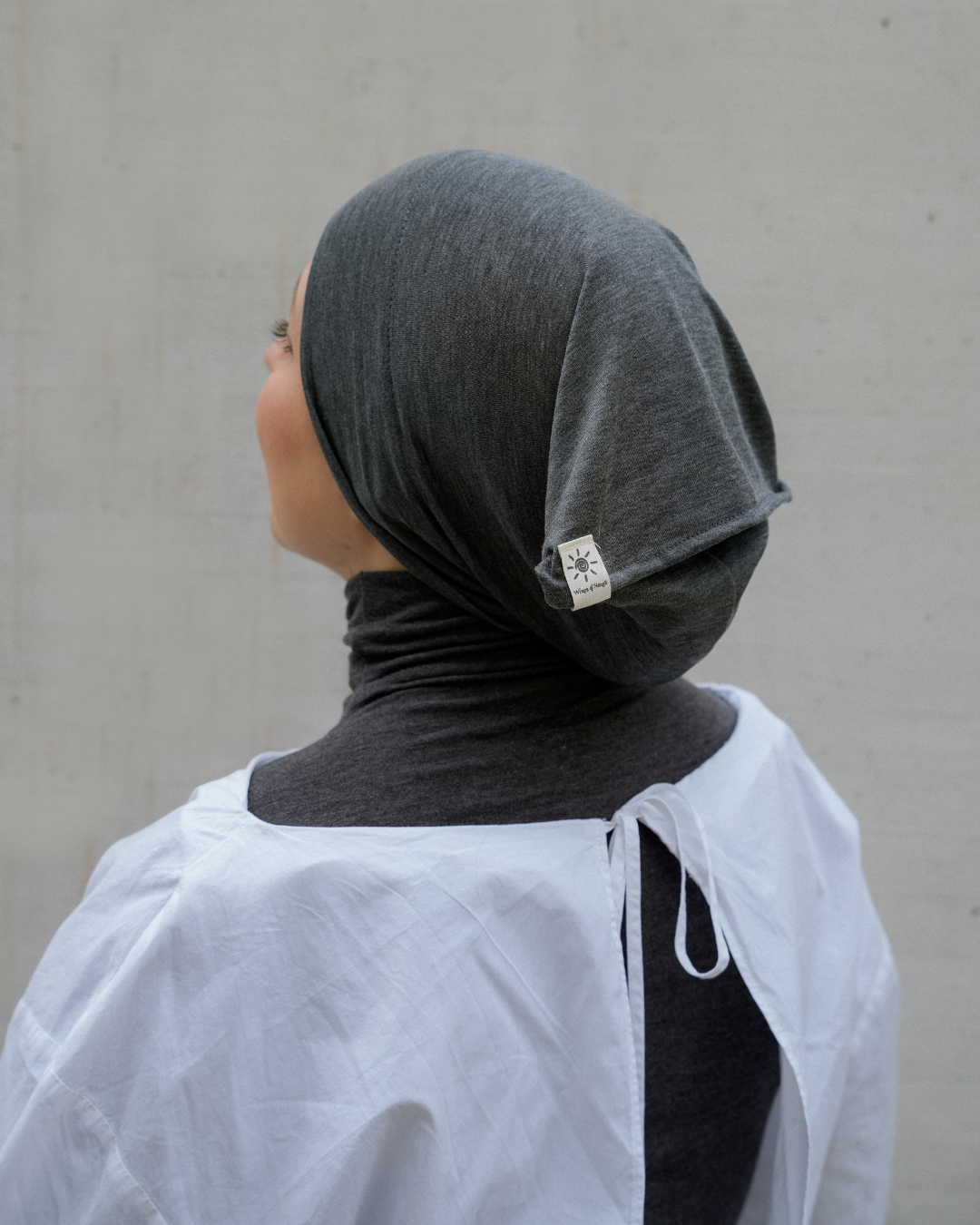 Tube bonnet made of silk and organic cotton "Mariposa" (Grey Melange)