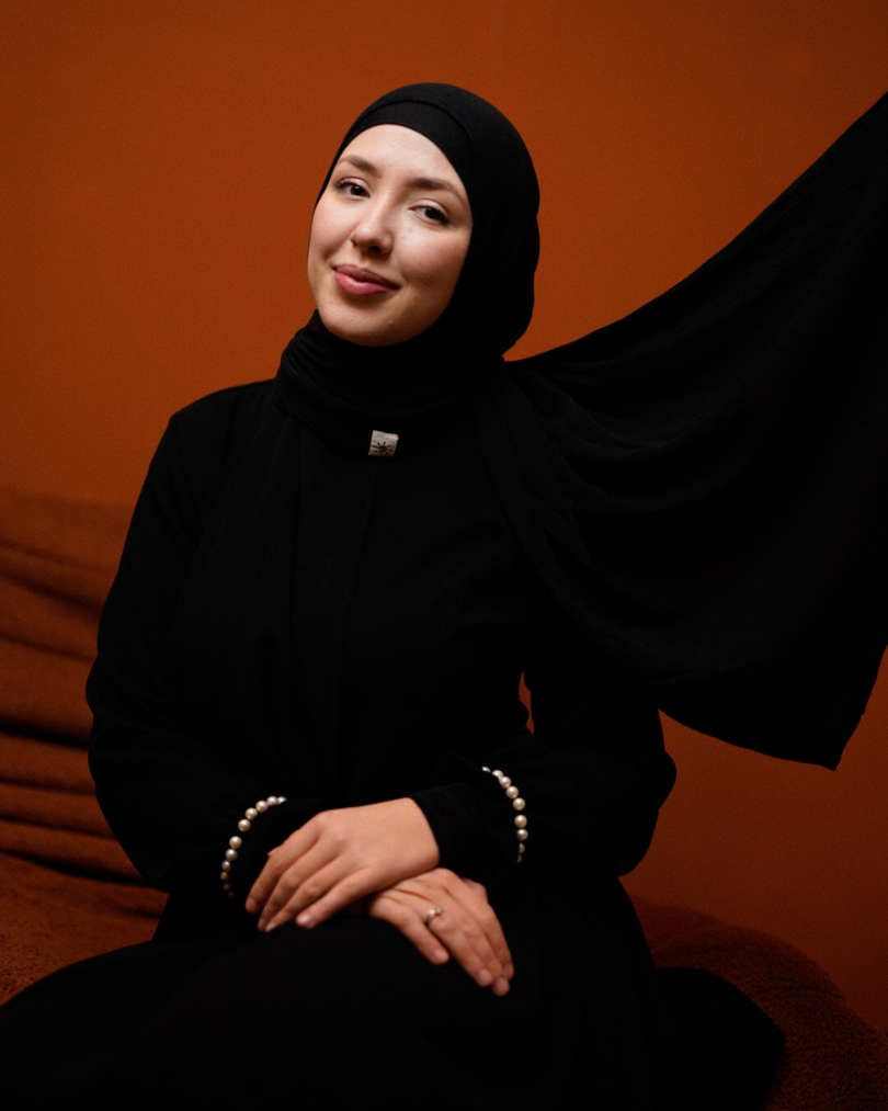 Crinkle chiffon hijab "Sandy" made of viscose and linen (Black)