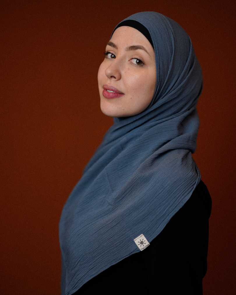 Crinkle chiffon hijab "Sandy" made of viscose and linen (Oceana)