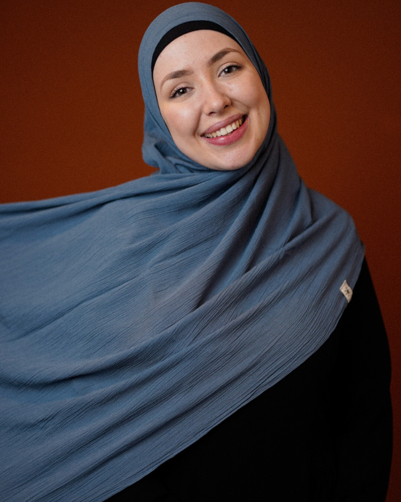 Crinkle chiffon hijab "Sandy" made of viscose and linen (Oceana)