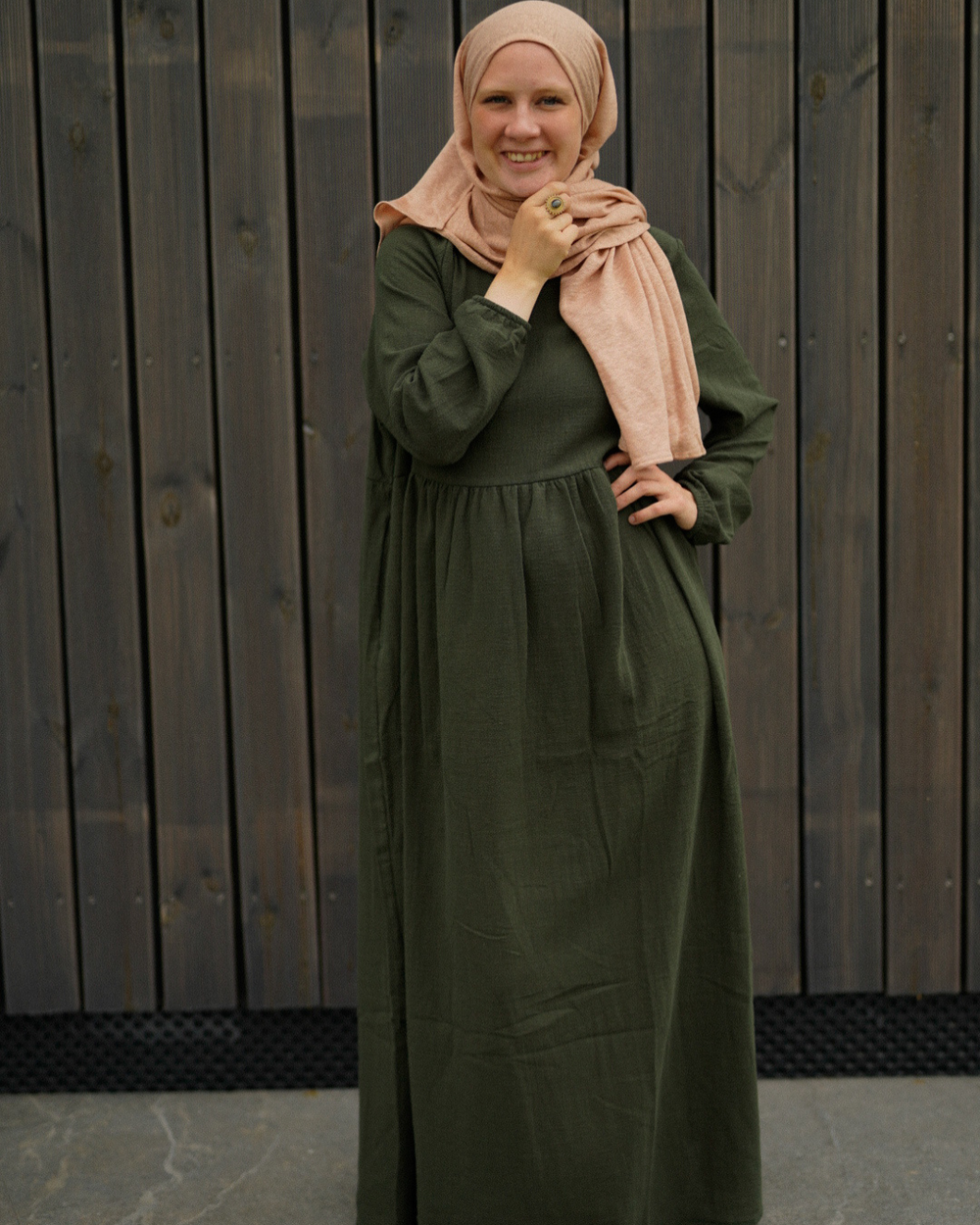 Cotton Abaya "Maya" made of cotton (Dark Green)