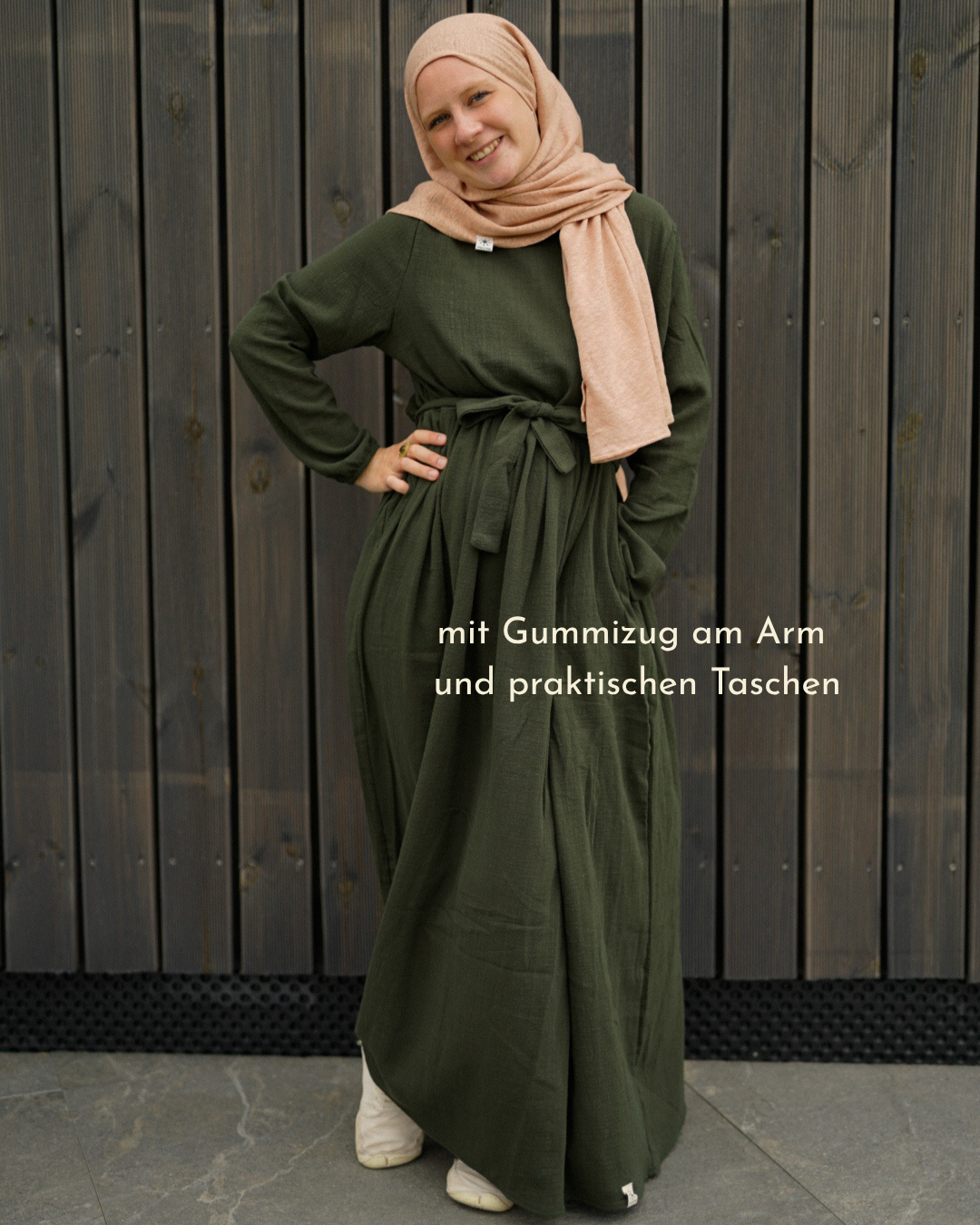 Cotton Abaya "Maya" made of cotton (Dark Green)