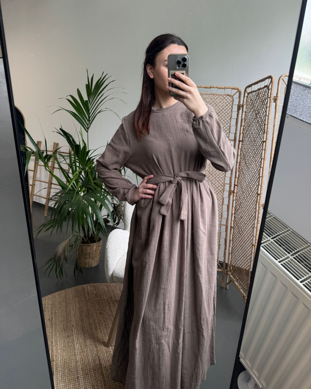 Cotton Abaya "Maya" made of cotton (Brown)