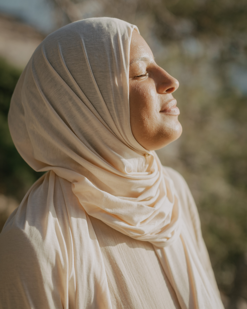 Lightweight jersey hijab "Hava" made from 100% organic cotton - Pearl Blush
