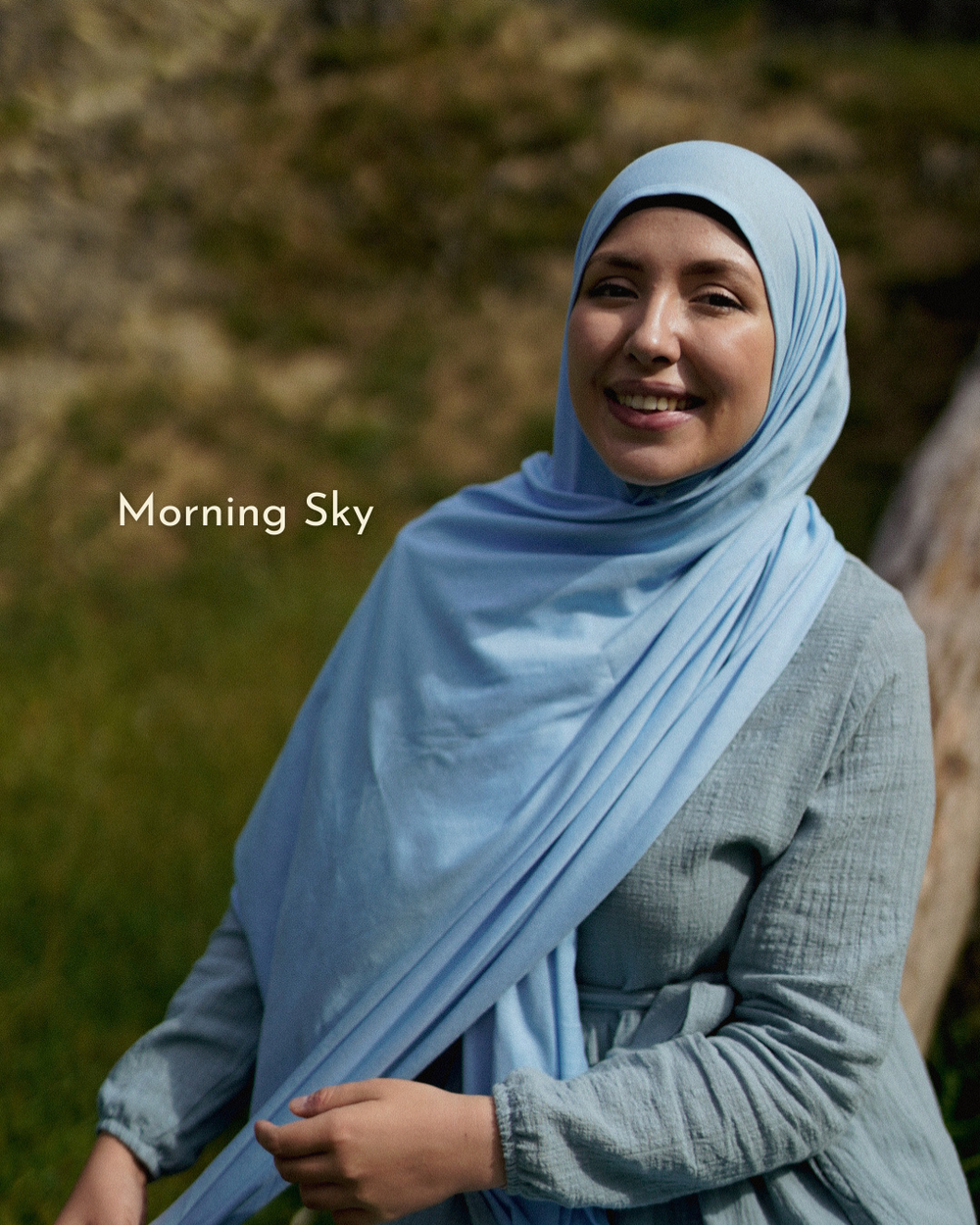 Set of 3 lightweight hijab "Hava" made from organic cotton (Morning Sky, Twilight Green, Black Night)