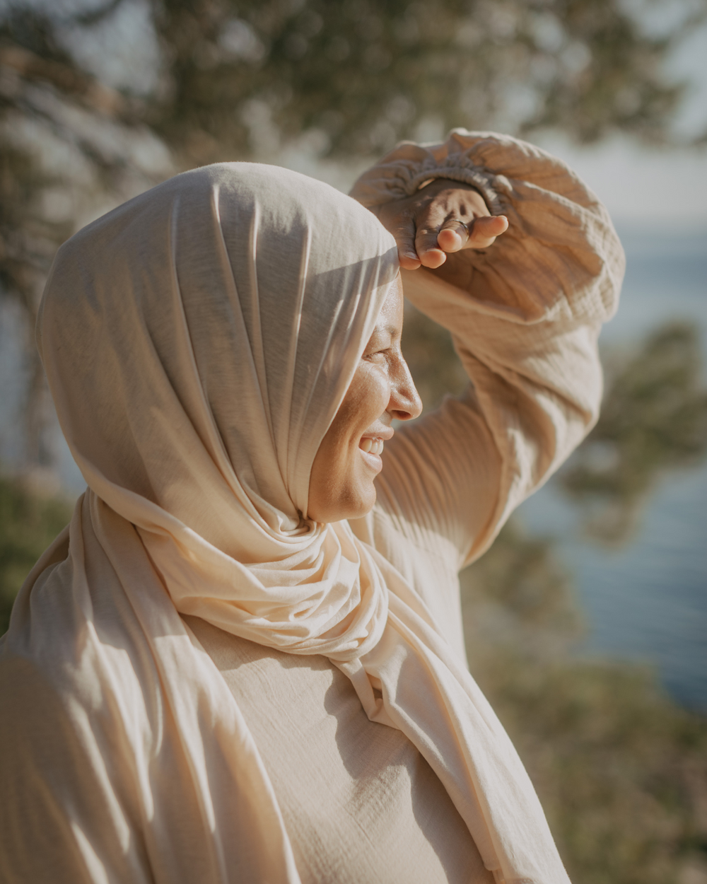 Lightweight jersey hijab "Hava" made from 100% organic cotton - Pearl Blush