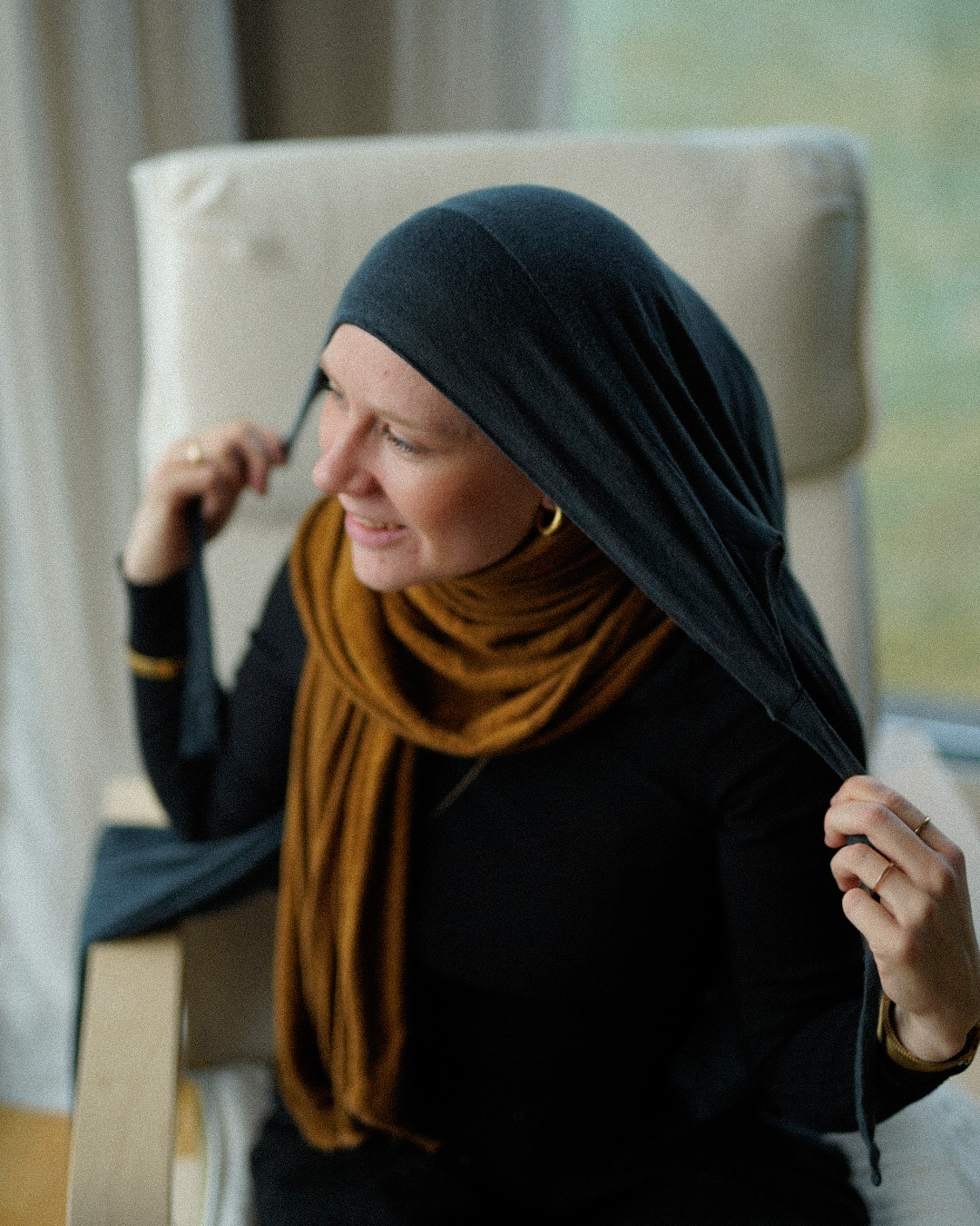 Instant Hijab "Leena" - 100% Linen - Teak