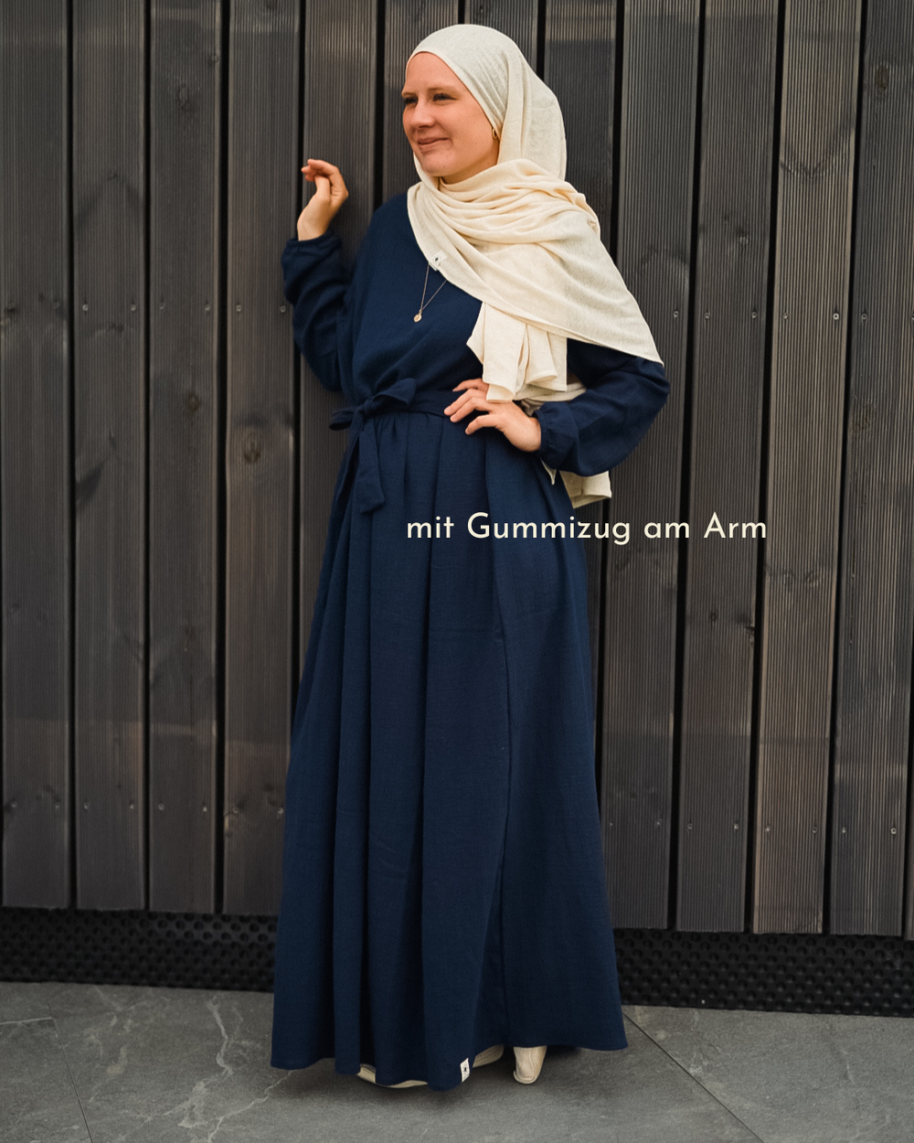 Cotton Abaya "Maya" made of cotton (Navy)