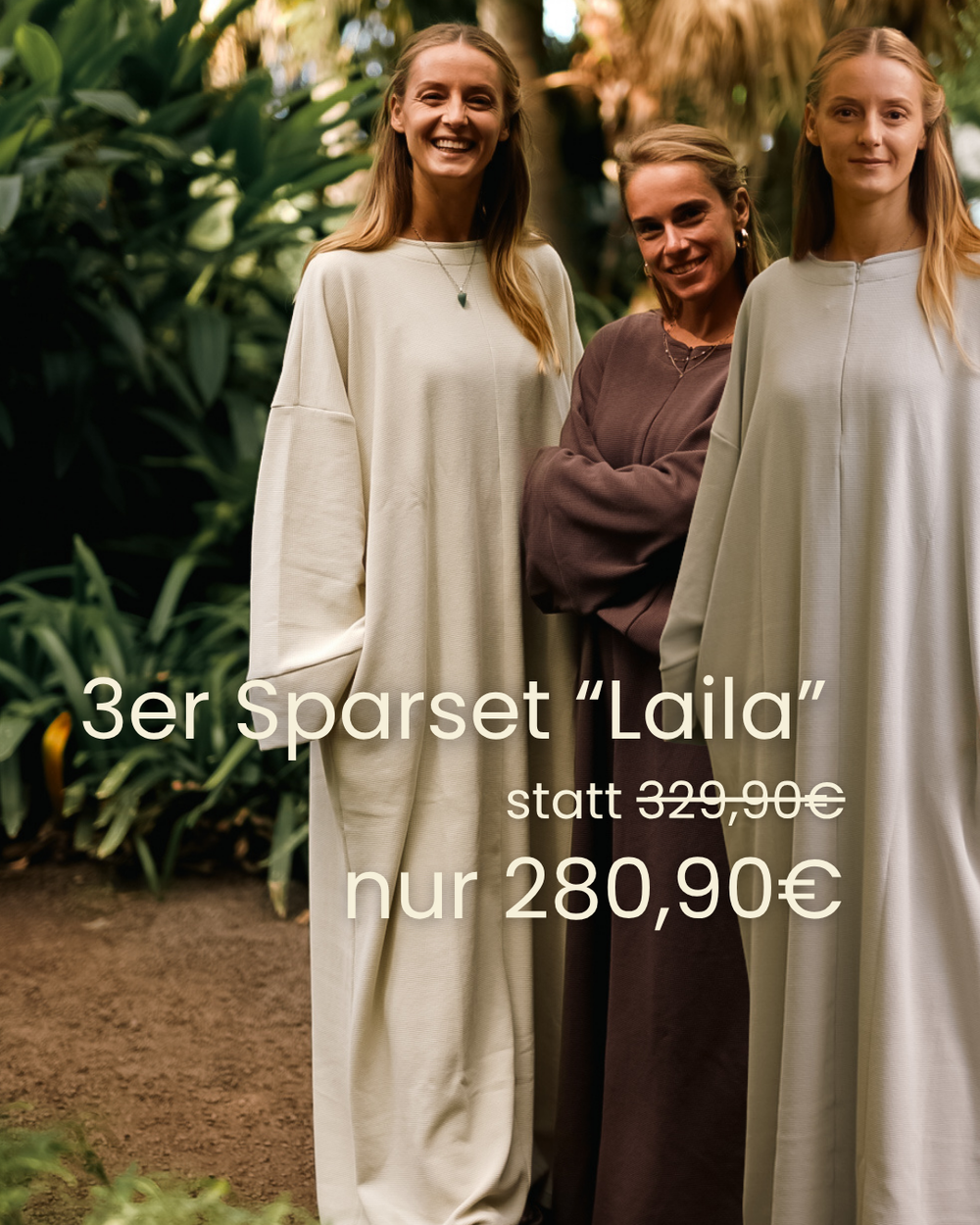 Economy set of 3 warm abaya "Laila" made of organic cotton