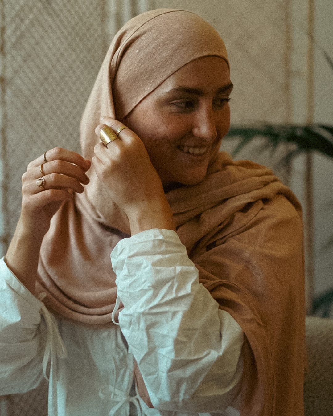 Instant Hijab "Leena" - 100% Linen - Calima Rose