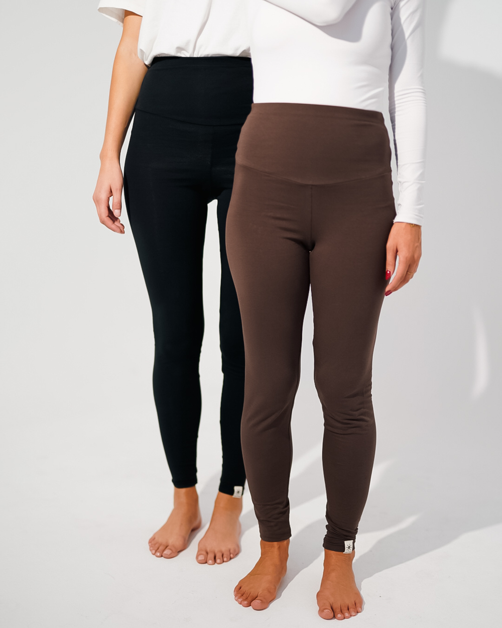 Set of 4 organic cotton leggings "Yuna" (White, Light Taupe, Black, Chocolate)