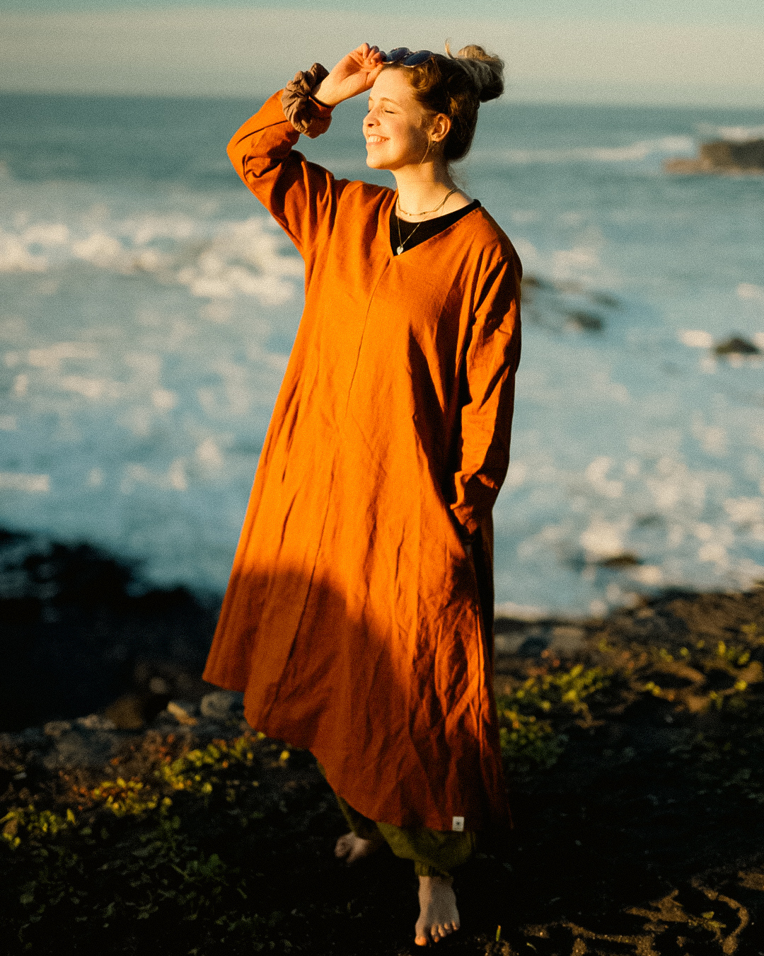 Linen & cotton tunic dress "Amba" (Sunset)