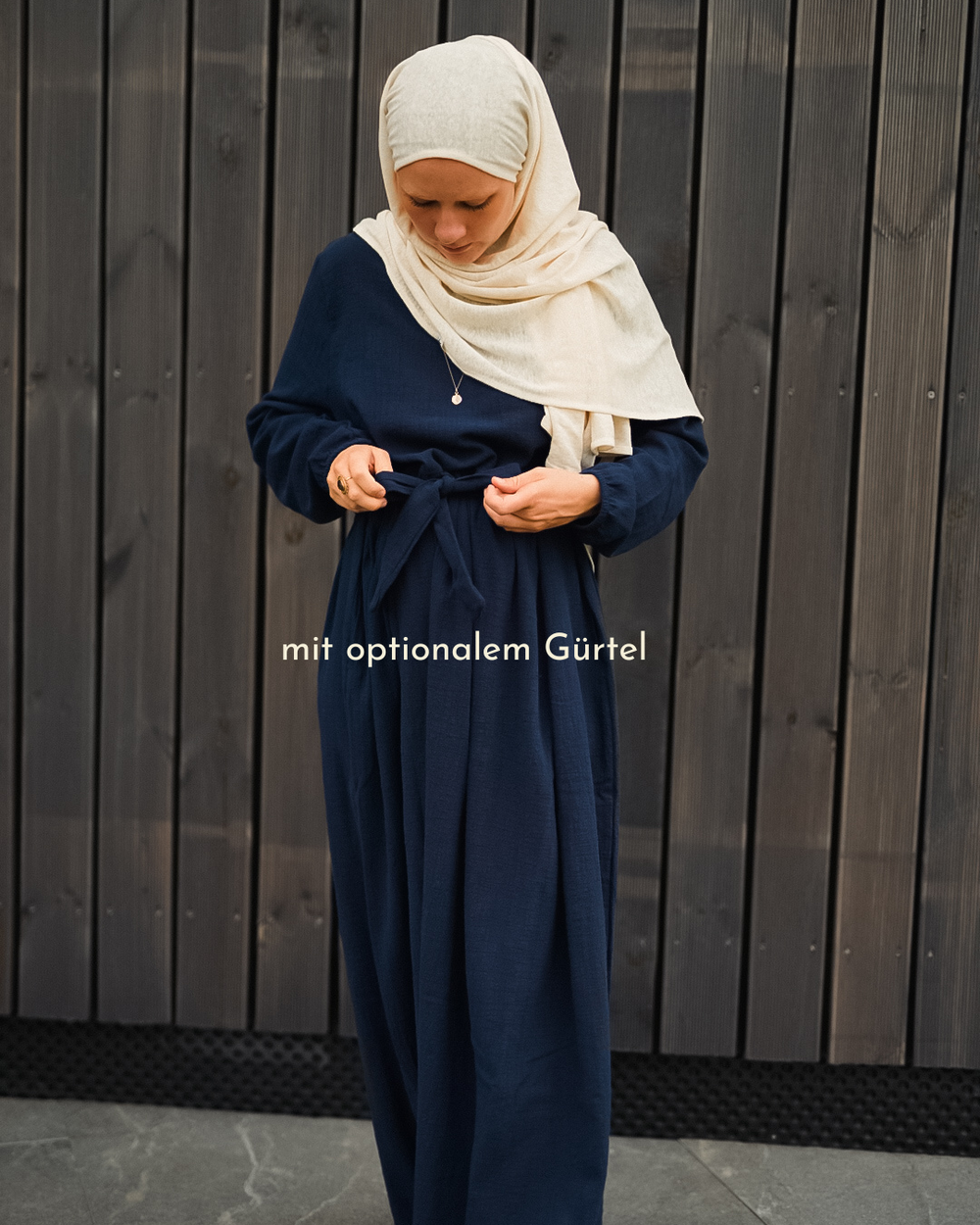 Cotton Abaya "Maya" made of cotton (Navy)