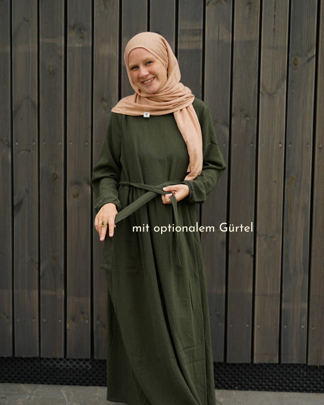 Cotton Abaya "Maya" made of cotton (Dark Green)