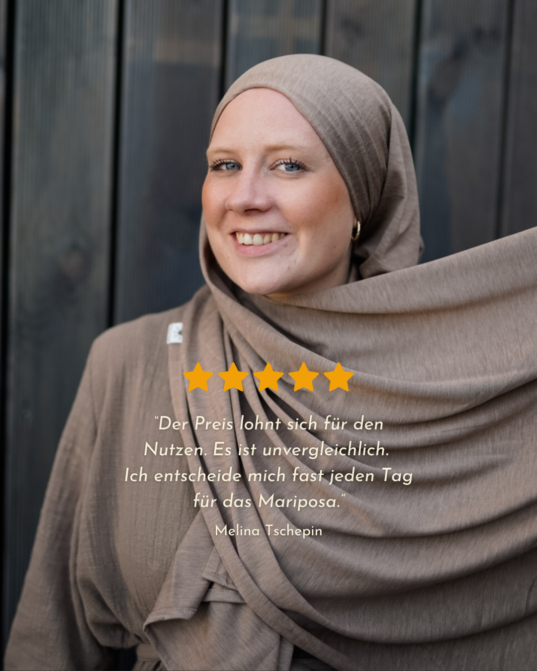Premium jersey hijab "Mariposa" made of silk and organic cotton (hazelnut)