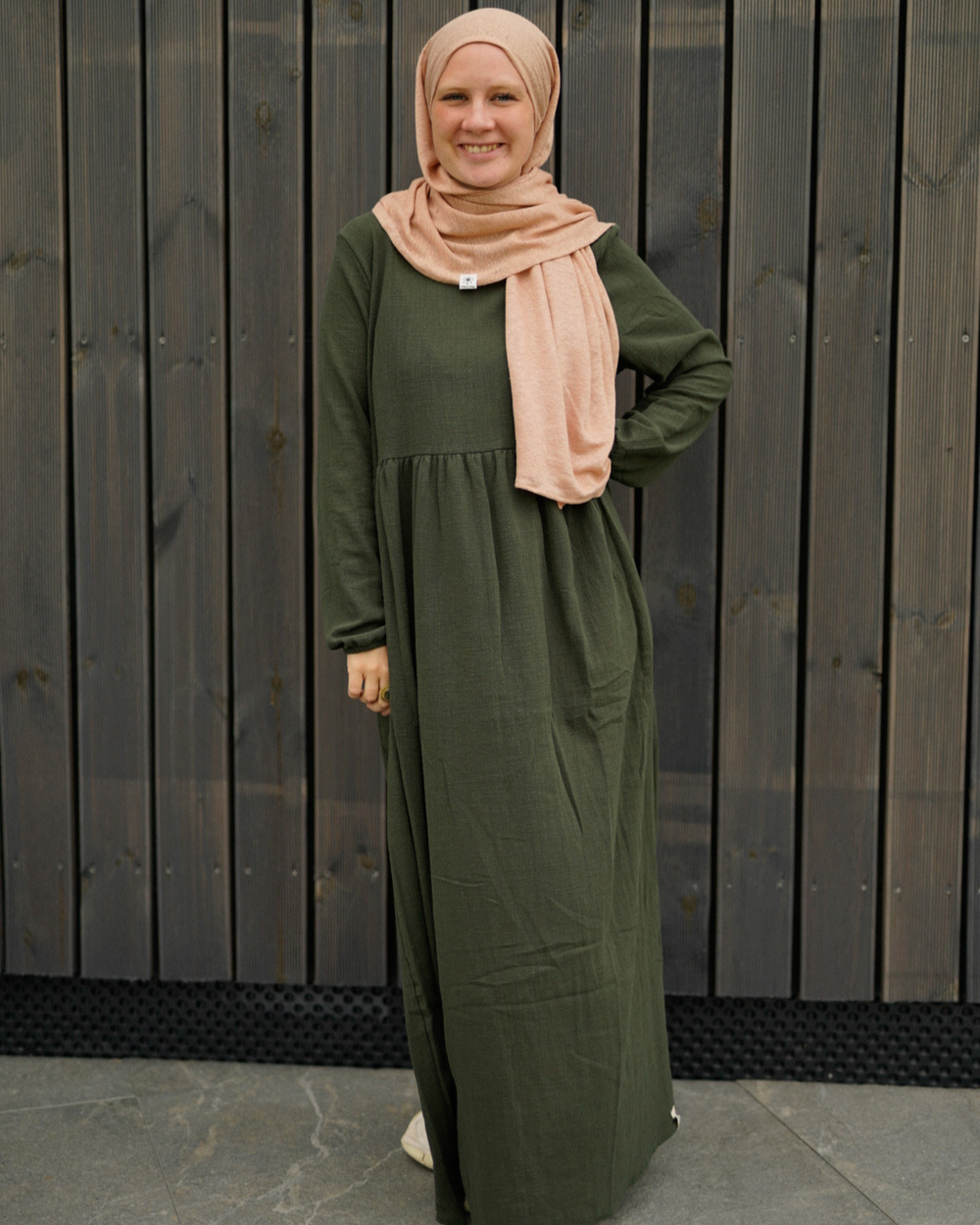 Cotton Abaya "Maya" made of cotton (Dark Green)