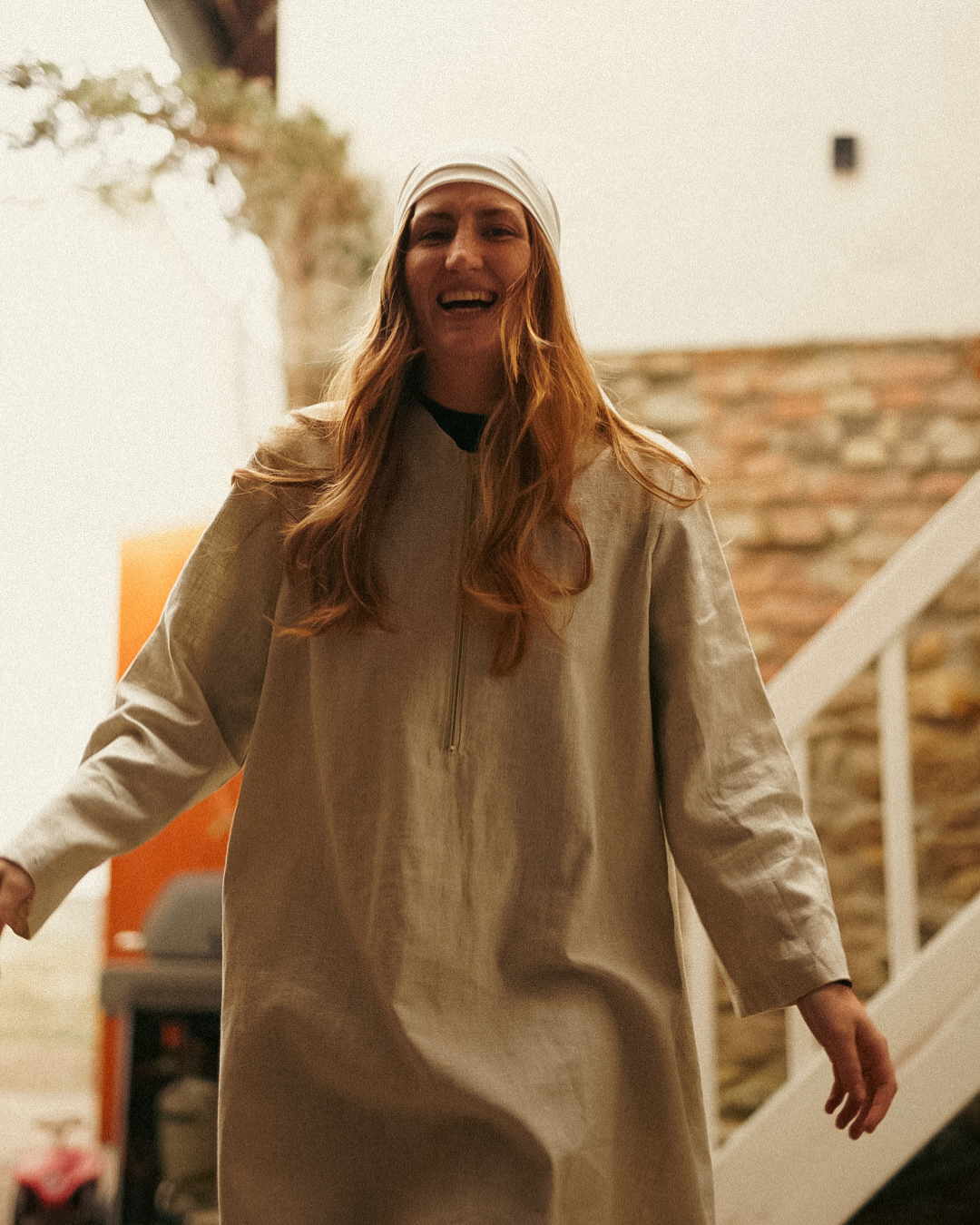 Linen abaya "Alma" with cotton - natural