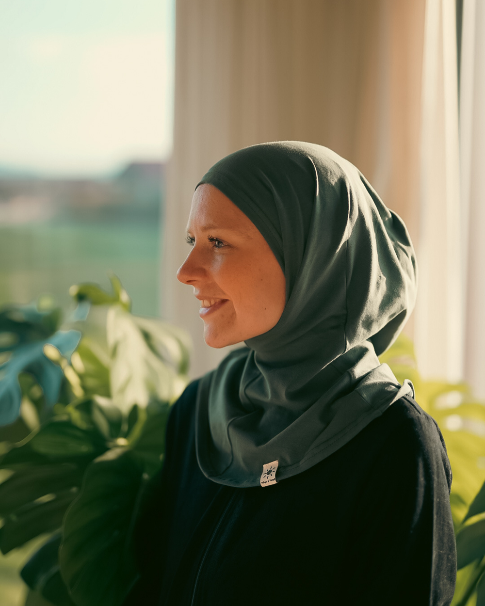 Balaclava - Sports & leisure hijab, made from organic cotton - Dark Green