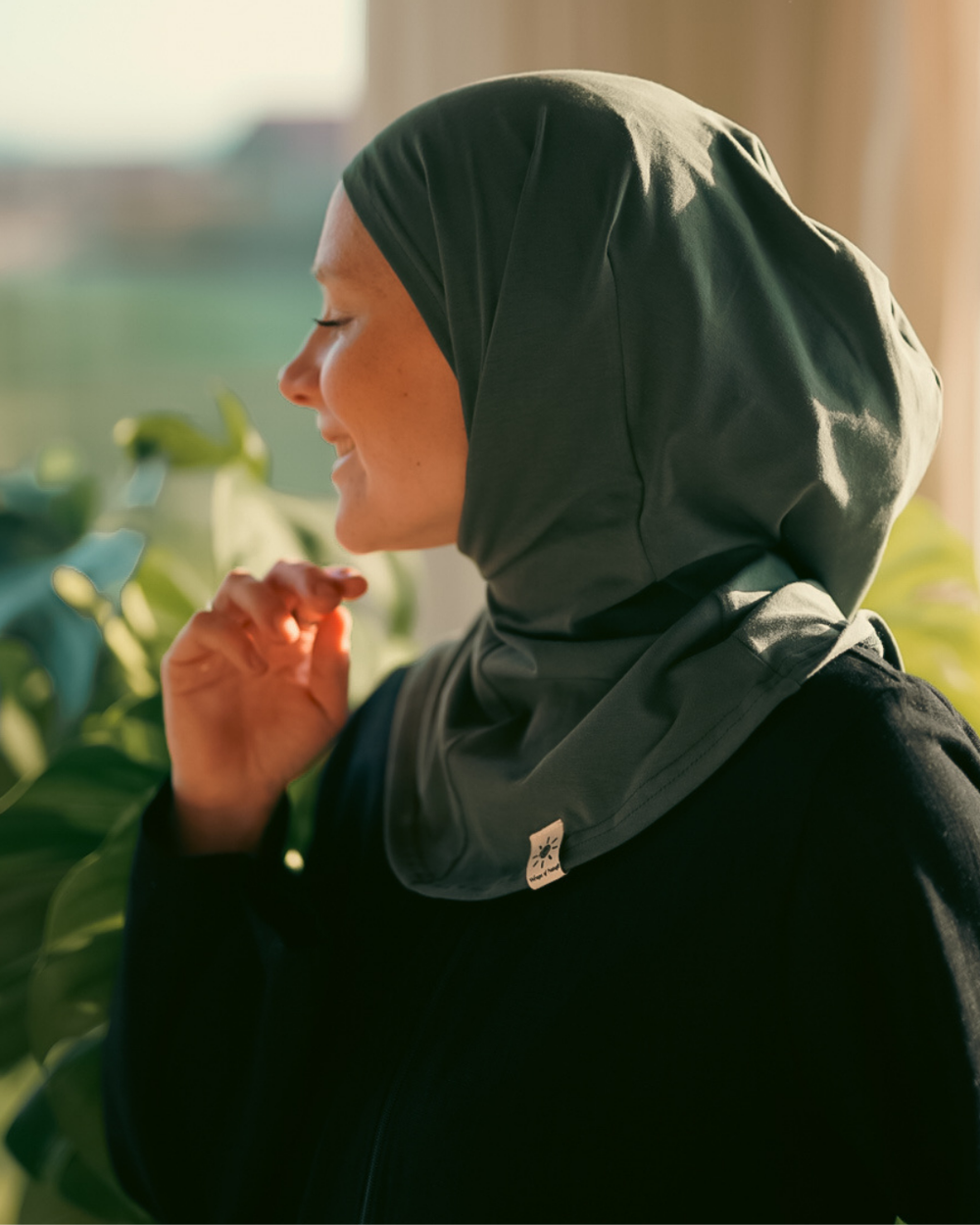Balaclava - Sports & leisure hijab, made from organic cotton - Dark Green
