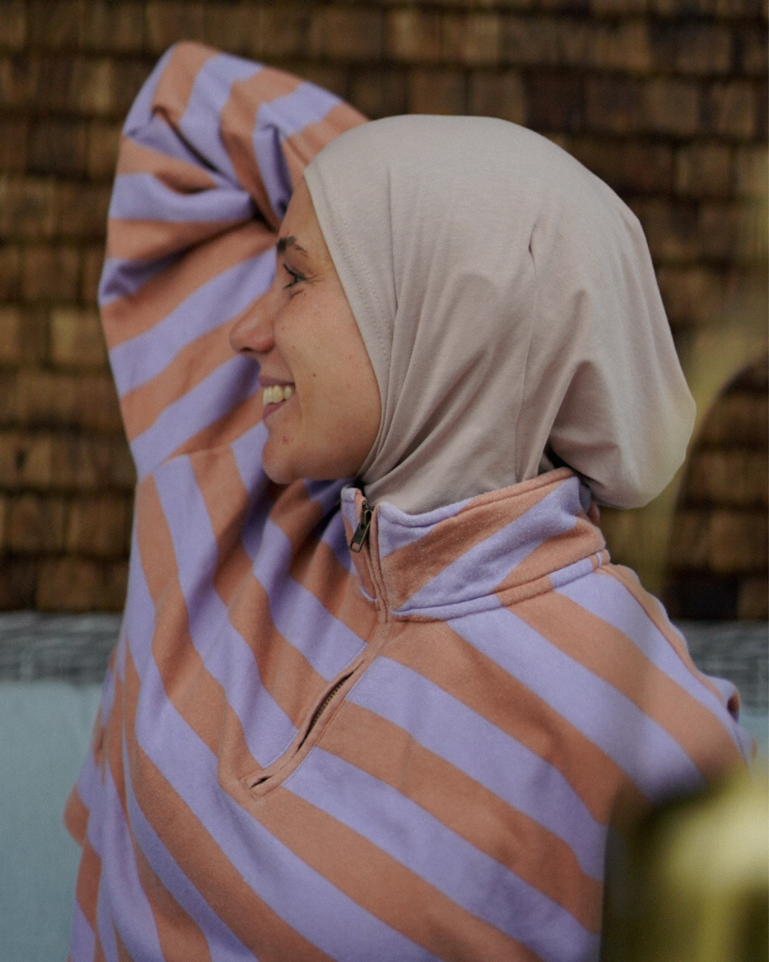 Balaclava - Sports & leisure hijab, made from organic cotton - Light Taupe